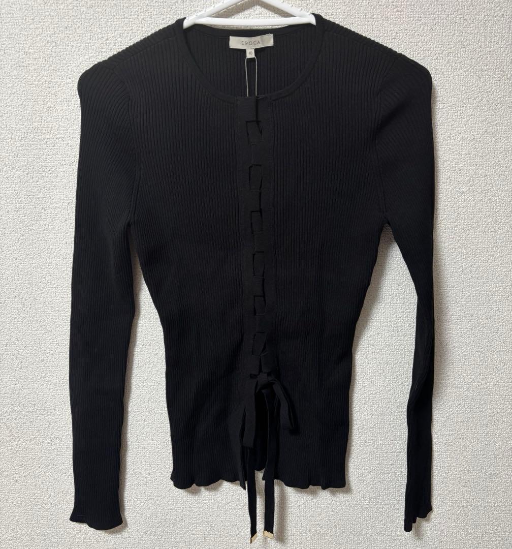 【新品】エポカ レースアップニット プルオーバー ブラック