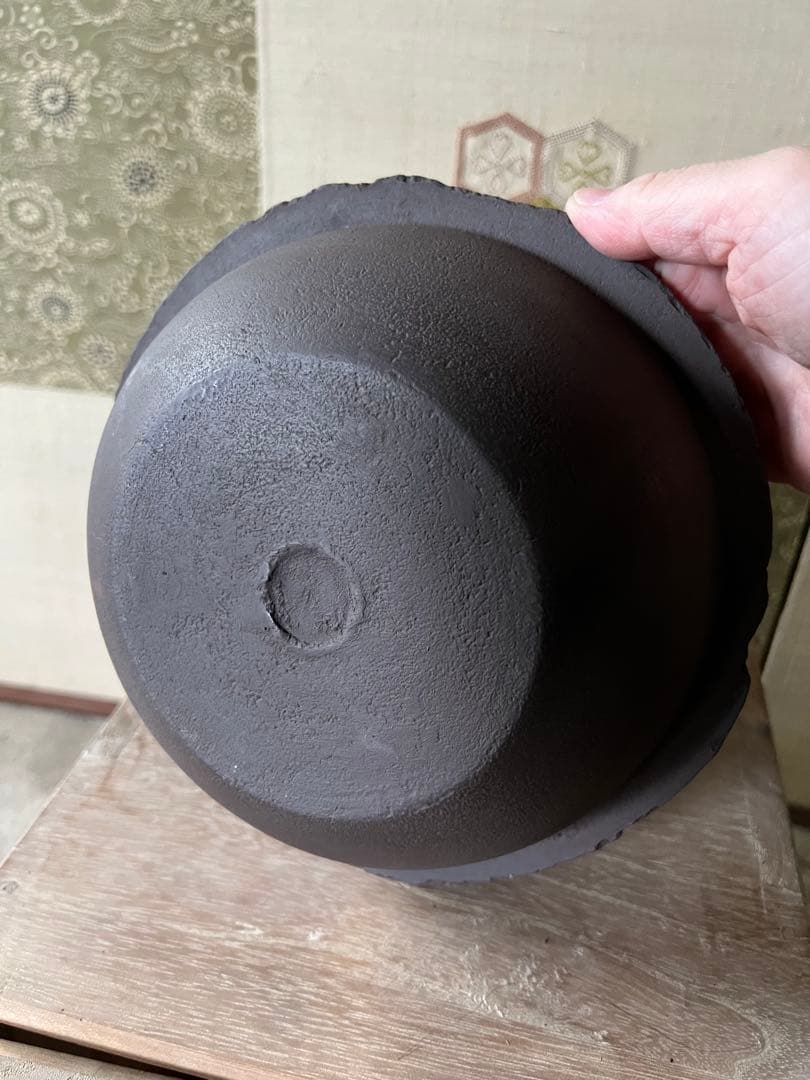 釜師　畠春斎　千筋 富士 尾垂釜 共箱付き　野々田式風炉型電熱器セット　茶道具