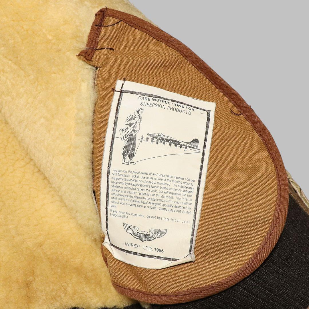 美品★42★AVIREX★B6 フライトジャケット★ムートンジャケット★USA製