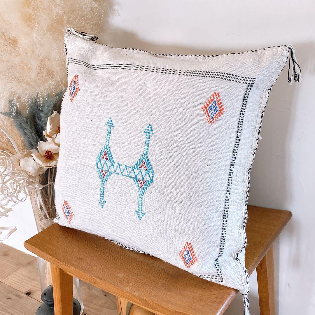 モロッコ製 カクタスシルク サブラ クッションカバー 約46〜49cm