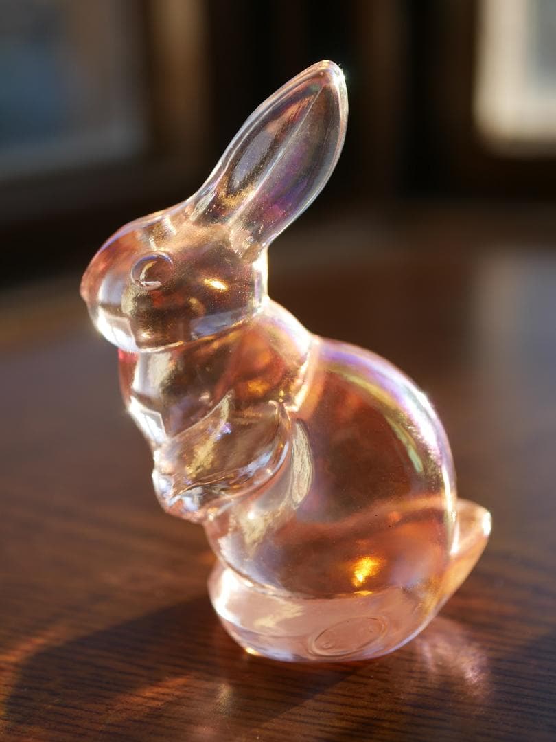 フェントン ９５周年記念限定生産 ピンクイリデセントガラス ミニうさぎ