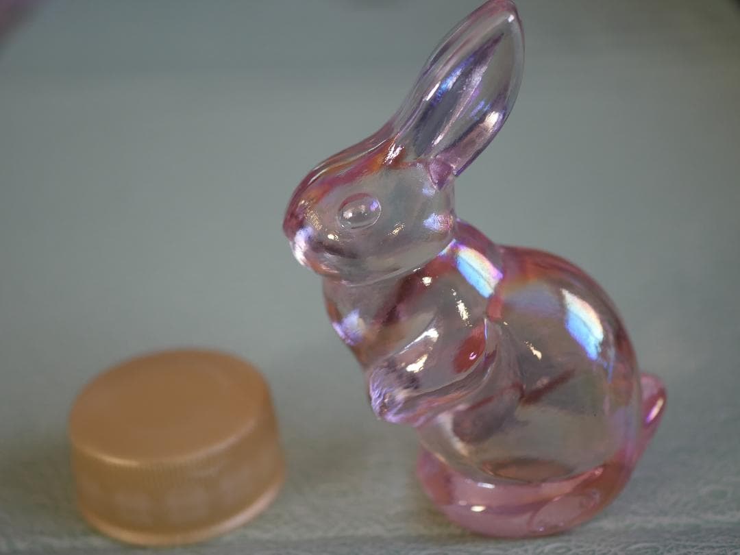 フェントン ９５周年記念限定生産 ピンクイリデセントガラス ミニうさぎ