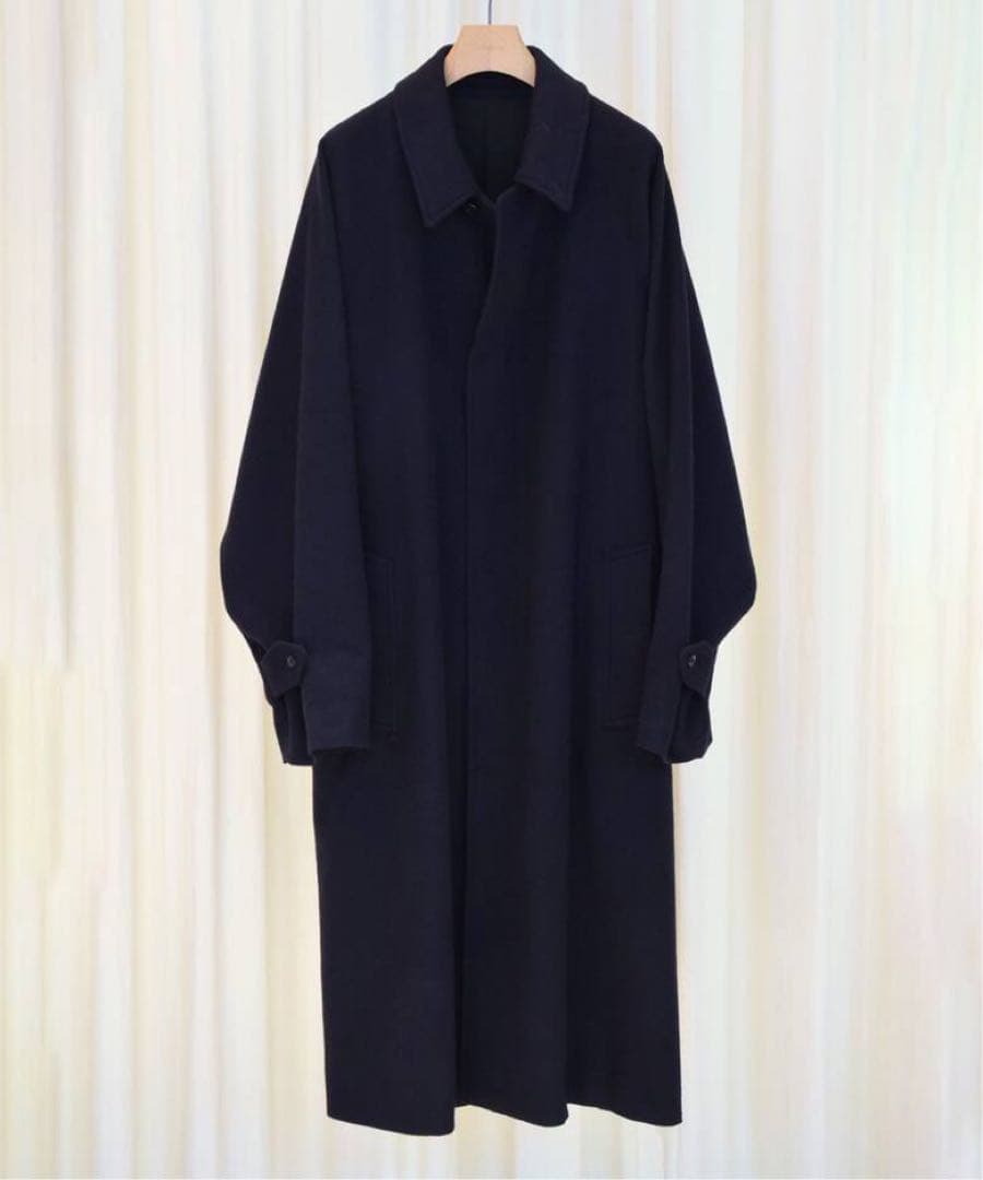 comoli カシミヤバルカラーコート　ネイビー