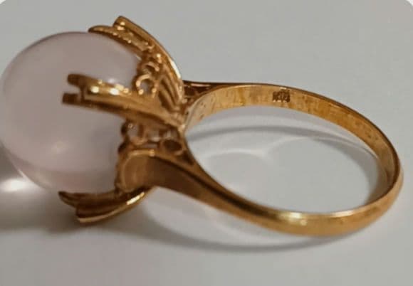 【初売り】ローズクォーツ　K18指輪　リング　宝石　昭和レトロ　鑑定済