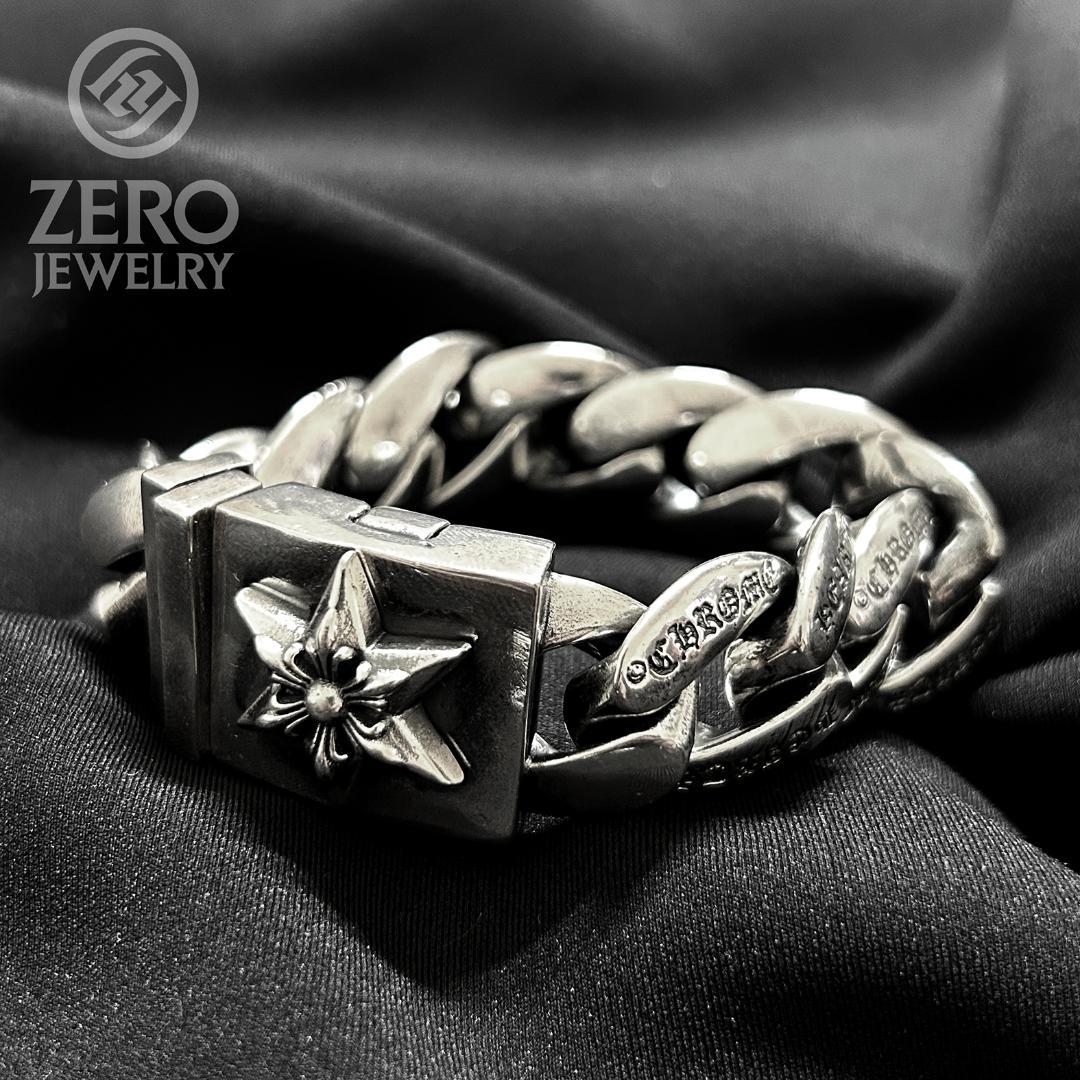 【！即日発送！925】スター 極太ブレスレット 11リンク Wロック