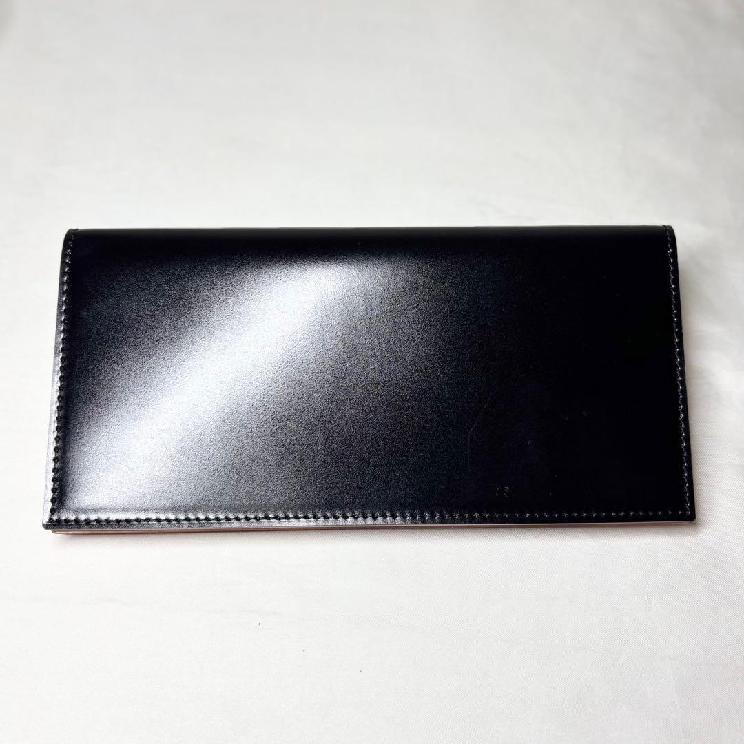 【極美品】　GANZO ガンゾ　コードバン　通しマチ　長財布　札入れ　ブラック