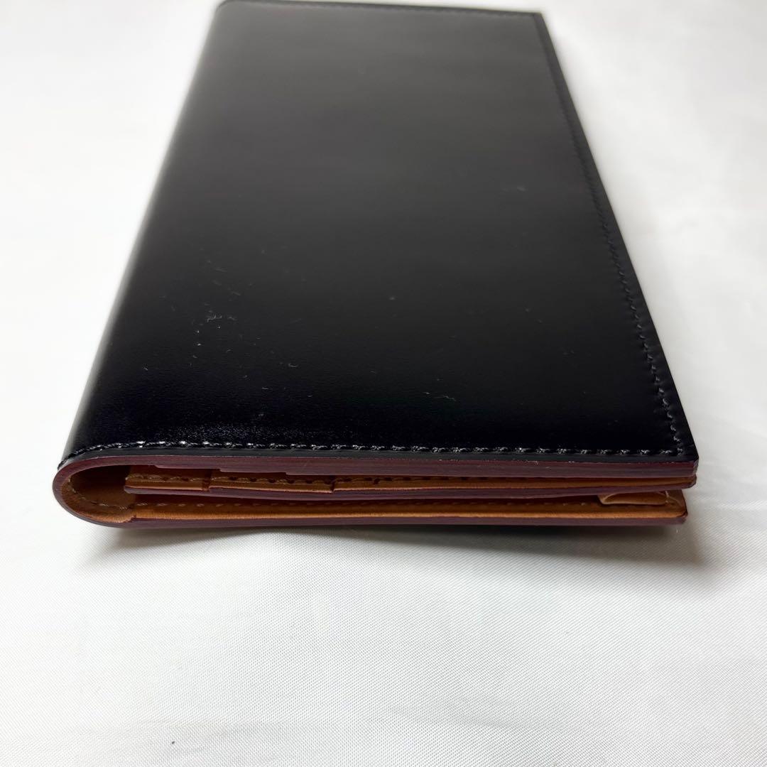 【極美品】　GANZO ガンゾ　コードバン　通しマチ　長財布　札入れ　ブラック