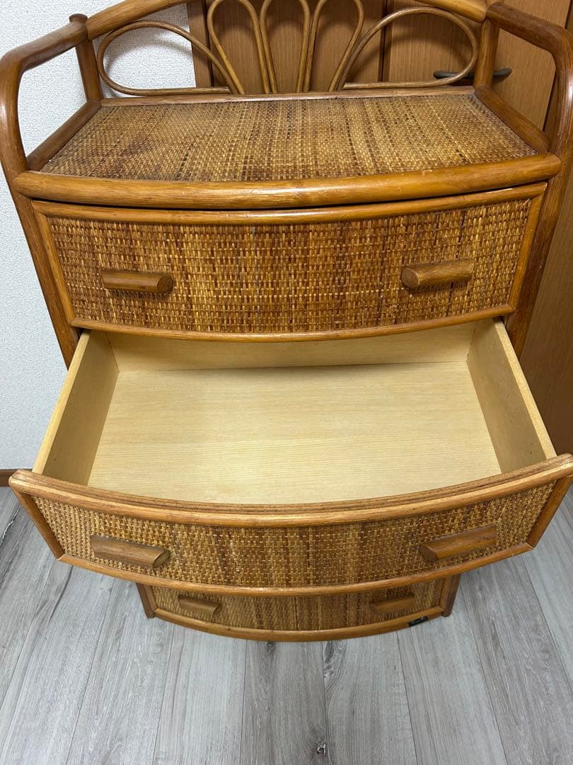 ラタン製　5段チェスト