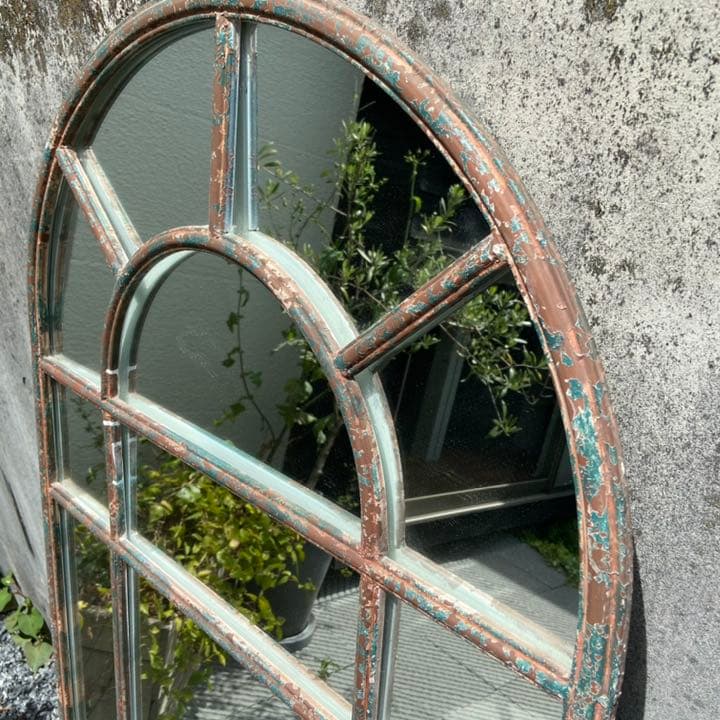 アンティーク　ウォールミラー　大型　ウィンドウフレーム