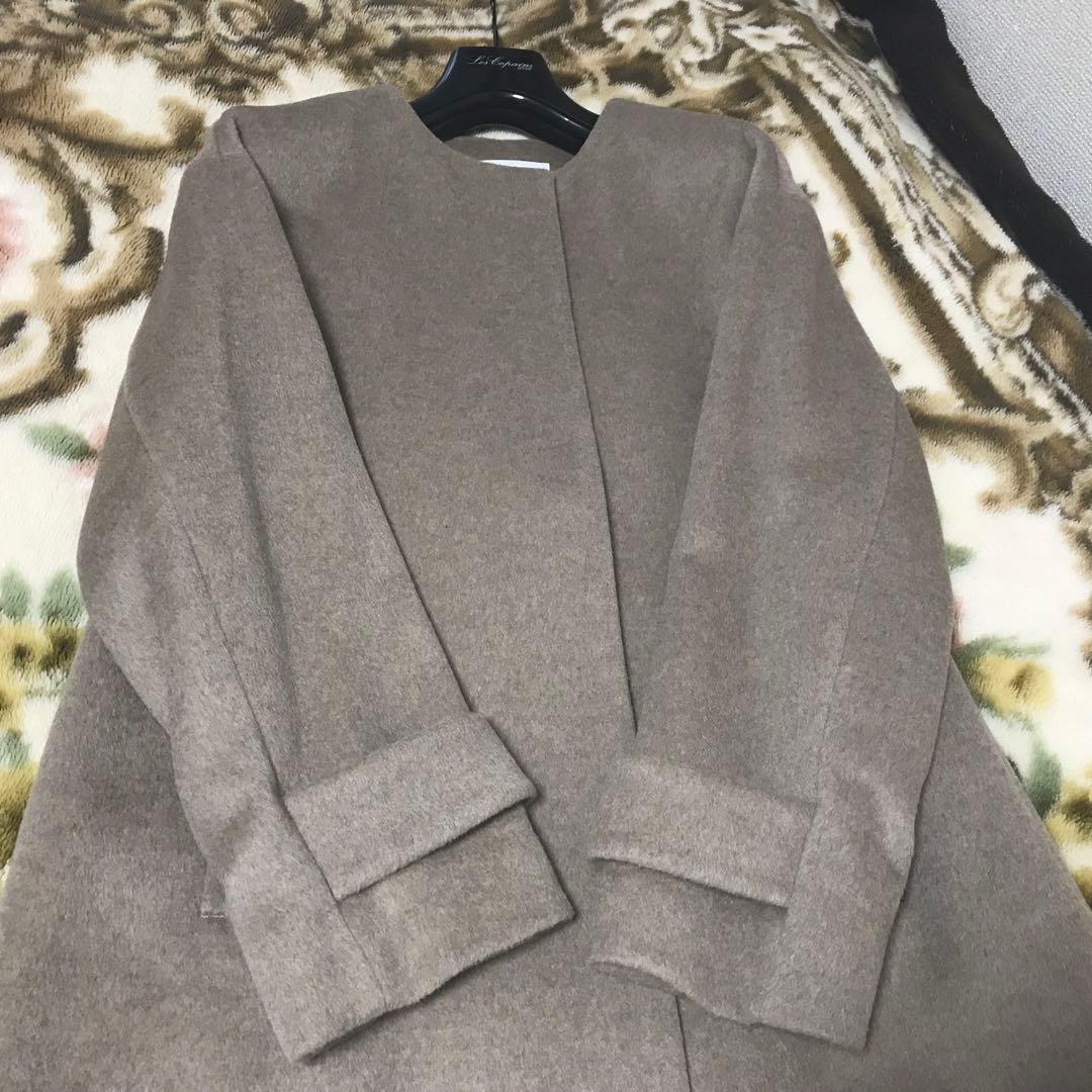 新品タグ付★グリーンレーベルリラクシング　ノーカラー コートアンゴラ✴︎ウール