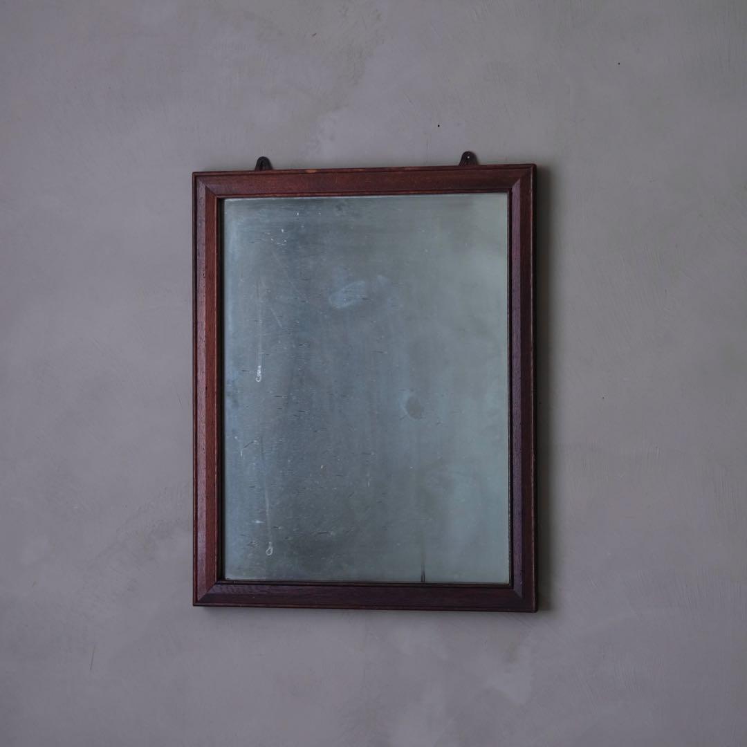 楢材 壁掛け鏡　ウォールミラー 古家具 古道具 アンティーク ヴィンテージ