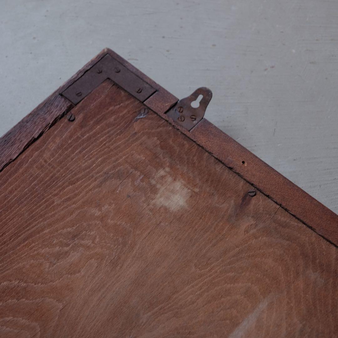 楢材 壁掛け鏡　ウォールミラー 古家具 古道具 アンティーク ヴィンテージ