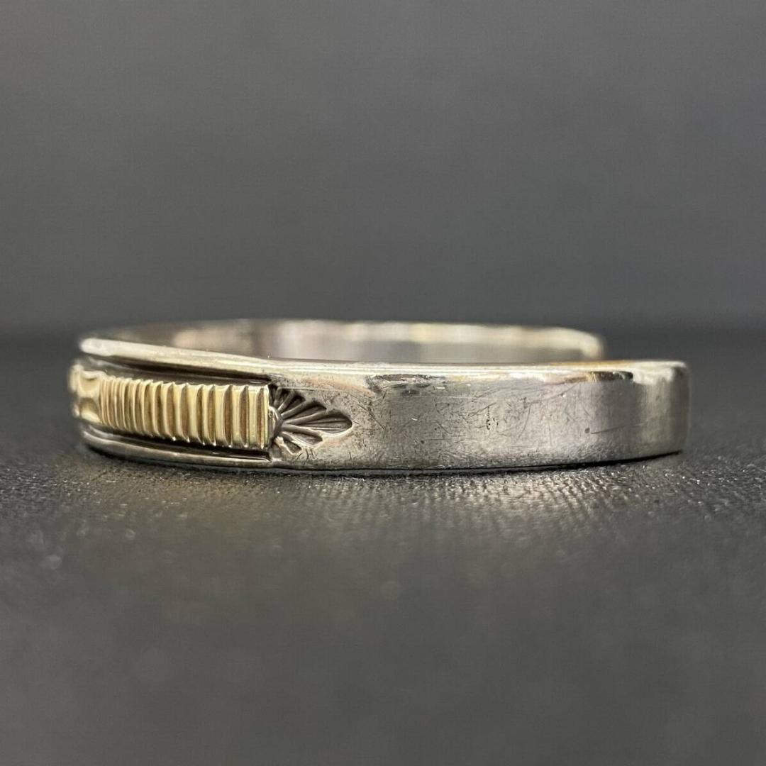NAVAJO Bruce Morgan 14K シルバー スタンプワークバングル