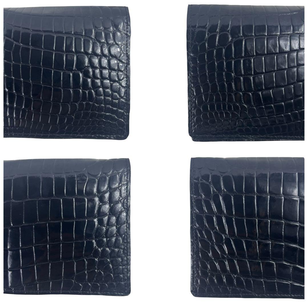 極美品 JRA認定 クロコダイル シャイニング 長財布 ブラック センター取り