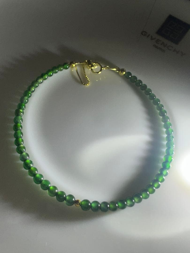 S*n様 純天然冰種ジェダイト本翡翠ビーズブレスレット 、18 k金製ゴールビー