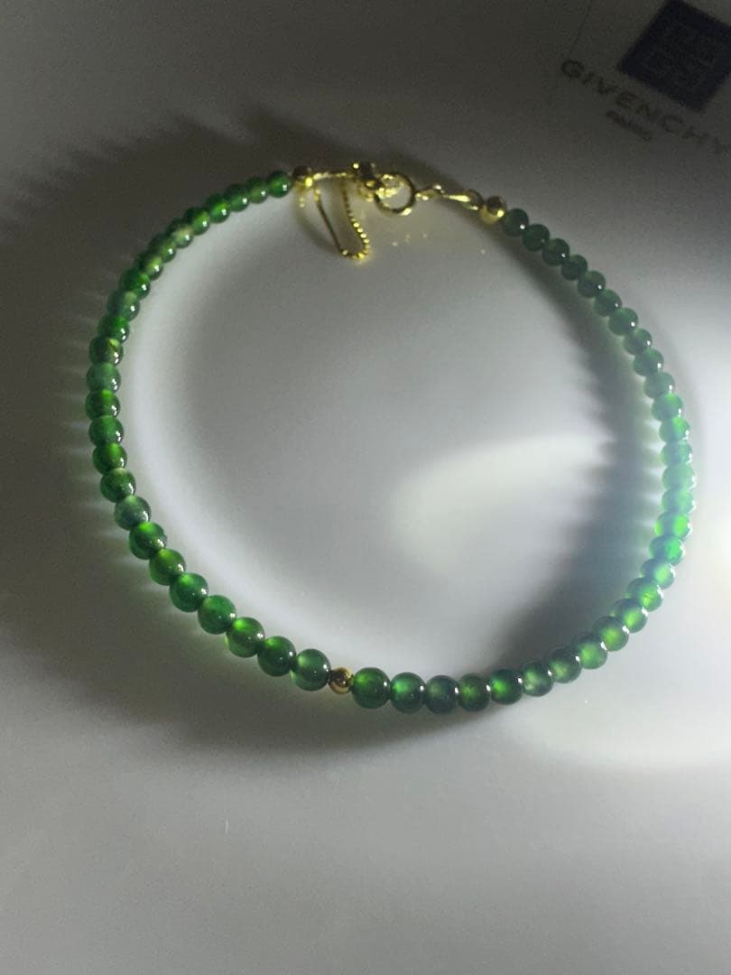 S*n様 純天然冰種ジェダイト本翡翠ビーズブレスレット 、18 k金製ゴールビー