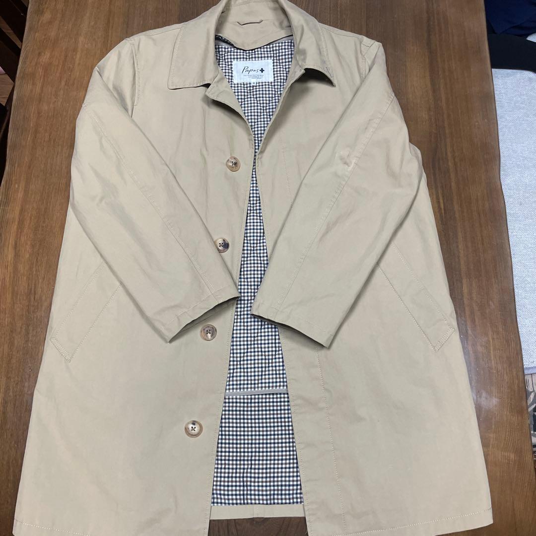 Papas ベージュ ステンカラーコート Mサイズ