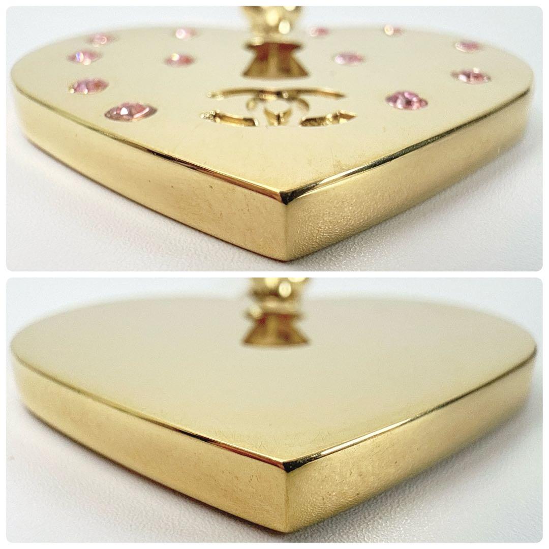 シャネル ハートモチーフ バッグチャーム キーホルダー CCロゴ ゴールド 美品