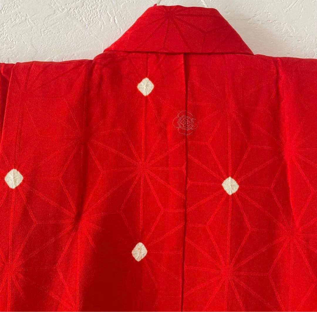 七五三　3歳　レースの被布エプロンコーデ　正絹お着物　3歳〜5歳前後