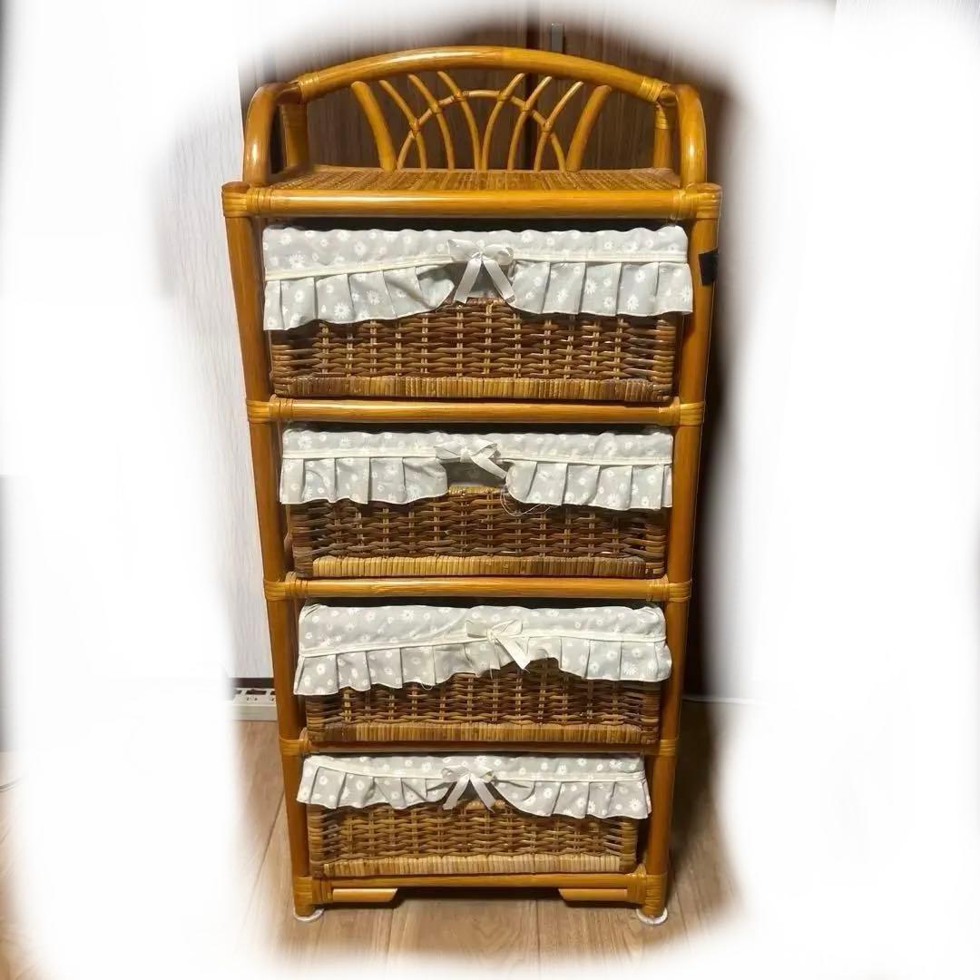 ナチュラルラタン 4段チェスト