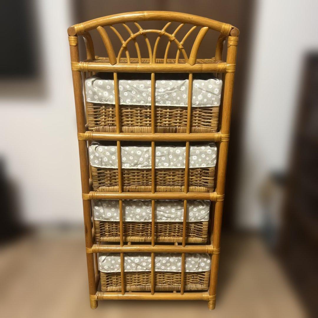 ナチュラルラタン 4段チェスト