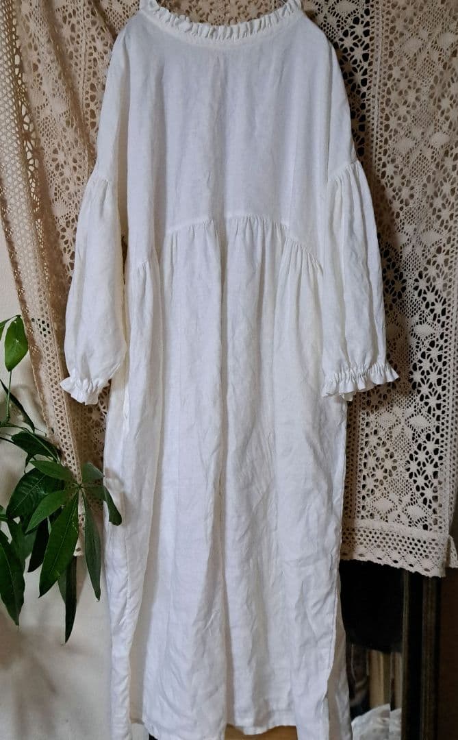 フレンチリネンギャザーたっぷりバッククロスロングエプロンドレス他おまとめ