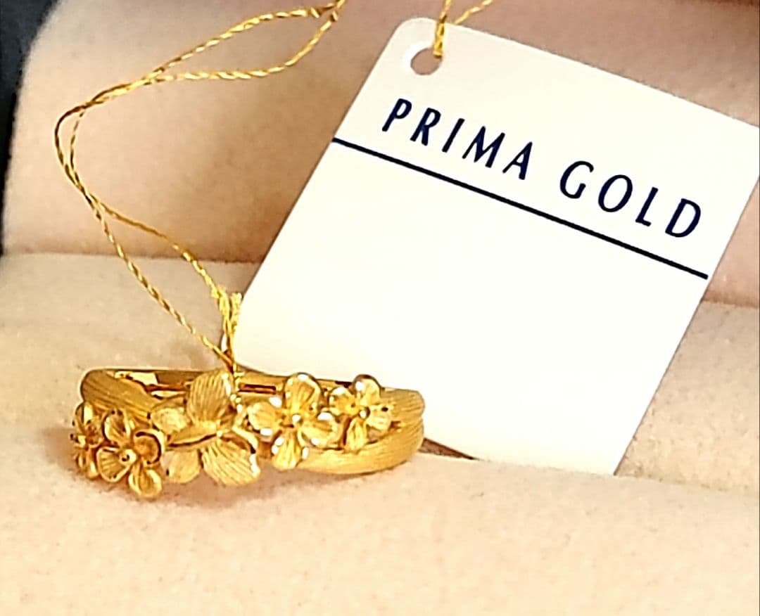 ☆新品☆プリマゴールドPRIMA GOLD 24K純金リング 〖花と蝶のダンス〗