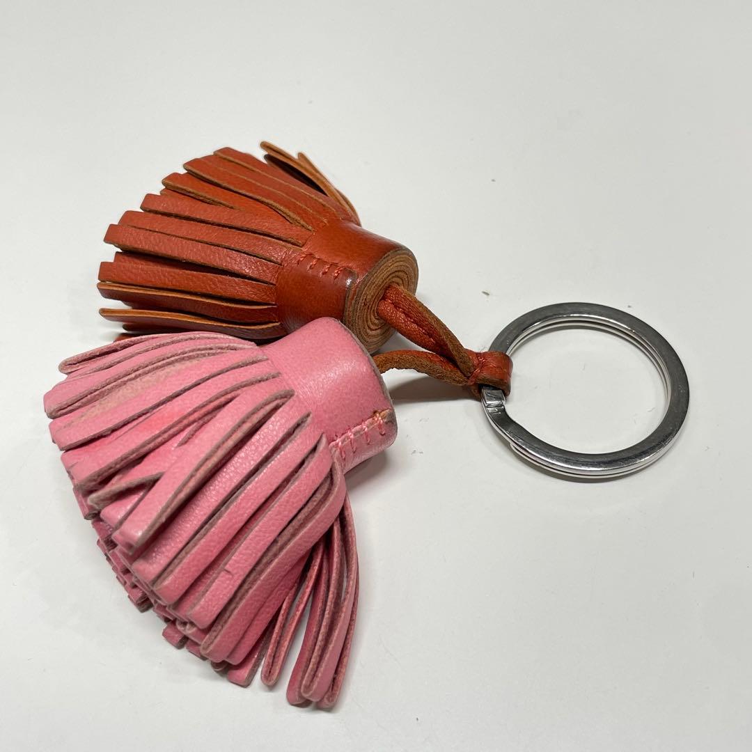 マ*オ様 HERMES フリンジ付きレザーキーホルダー