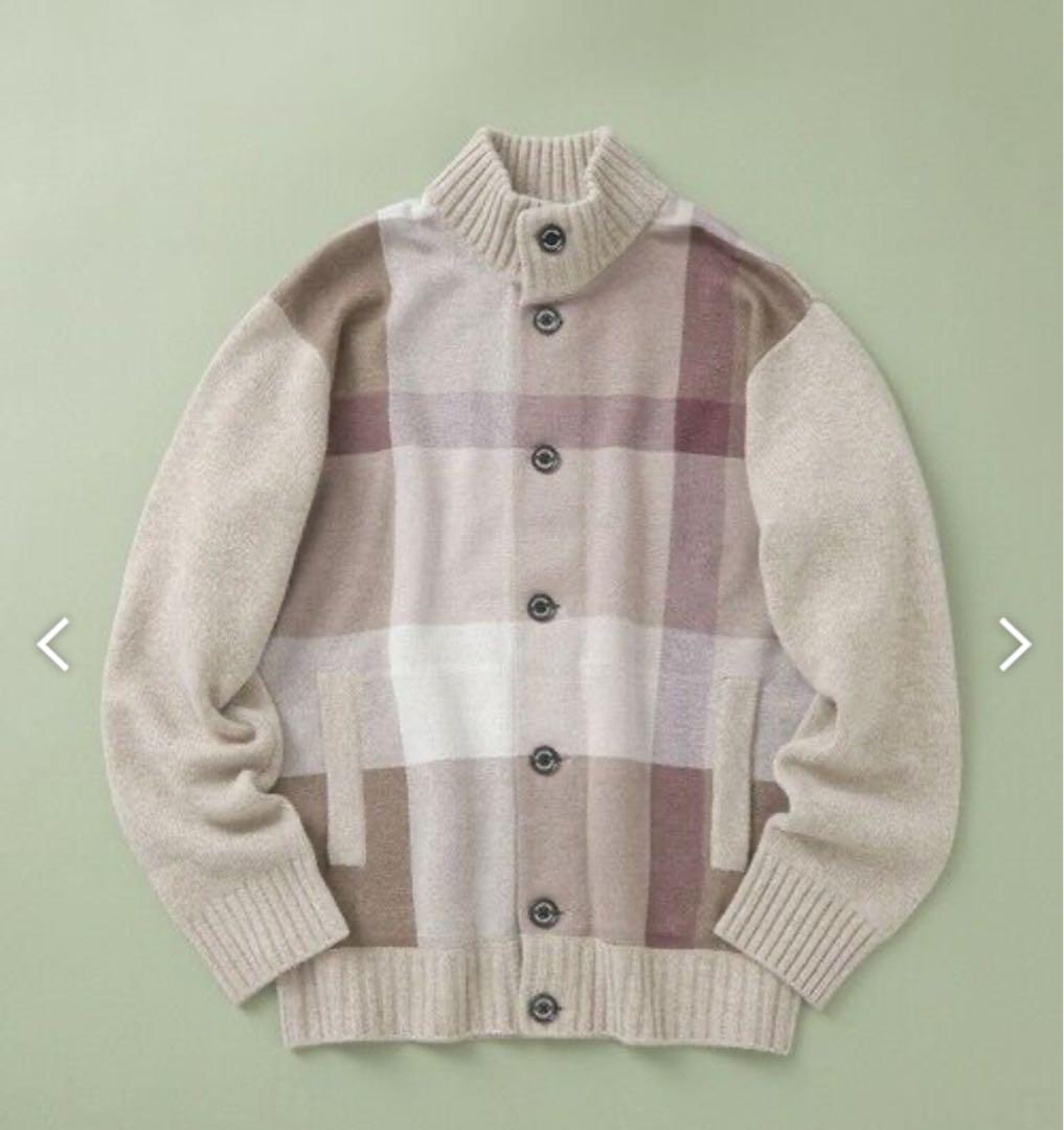 black label パネルチェックハイネックカーディガン