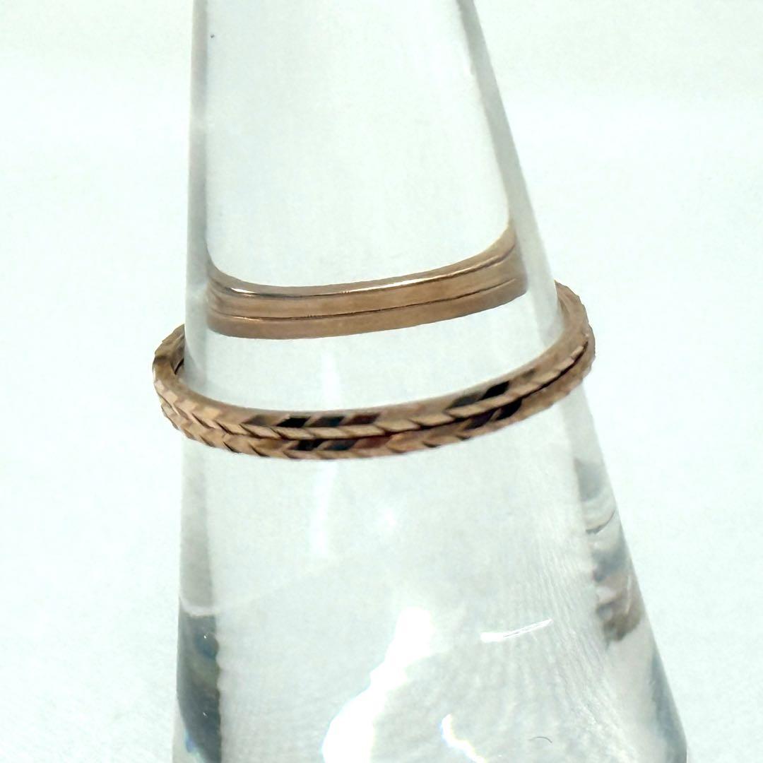 【新品未使用】K10 デザインリング 11号 0.91g 重ね付け 華奢リング