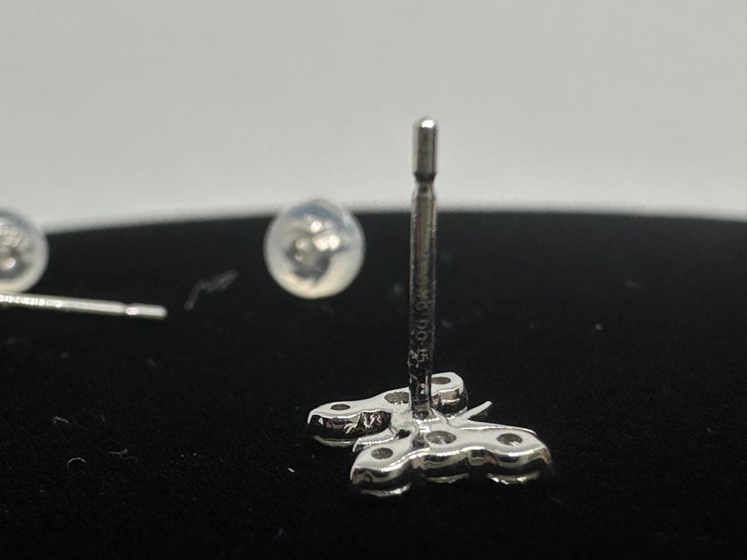 日本製ゴールド K18 ホワイトゴールド ダイヤモンド バタフライ ピアス