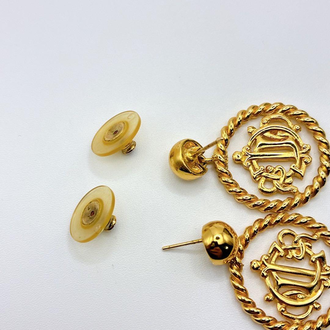 美品✨Christian Dior ピアス エンブレム 旧ロゴ ゴールド