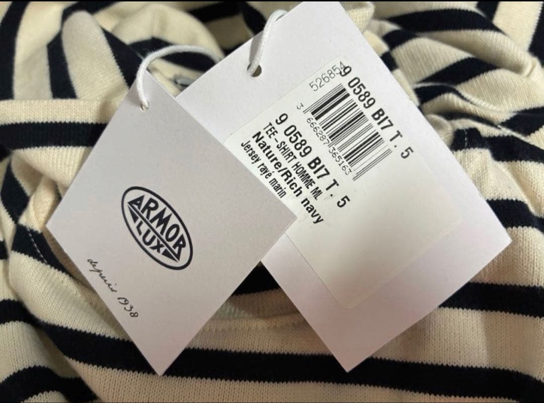 新品　アルモーリュックス　ボーダータートルネック　オフホワイト/ネイビー　5