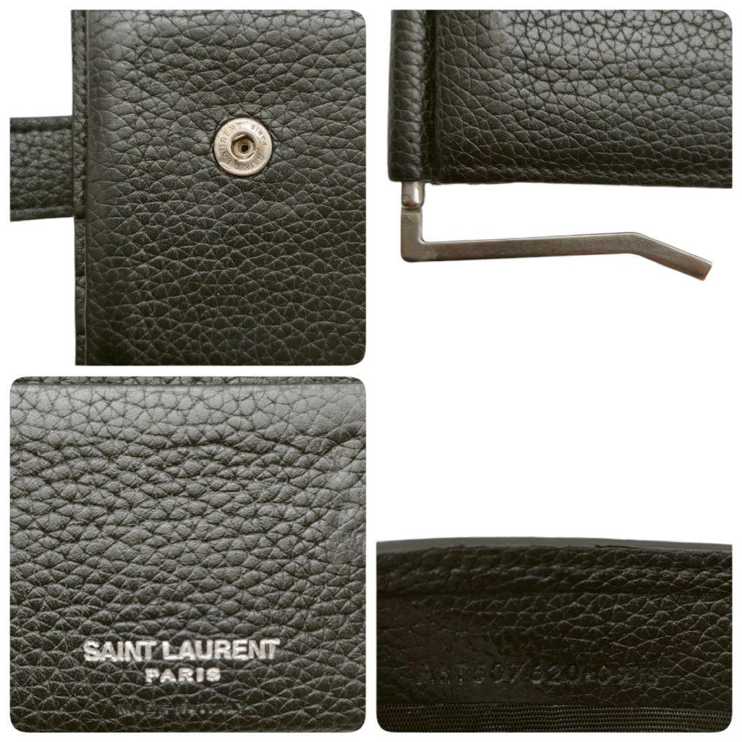 サンローラン　マネークリップ　カードケース付属　ブラック　カサンドラ　レザー