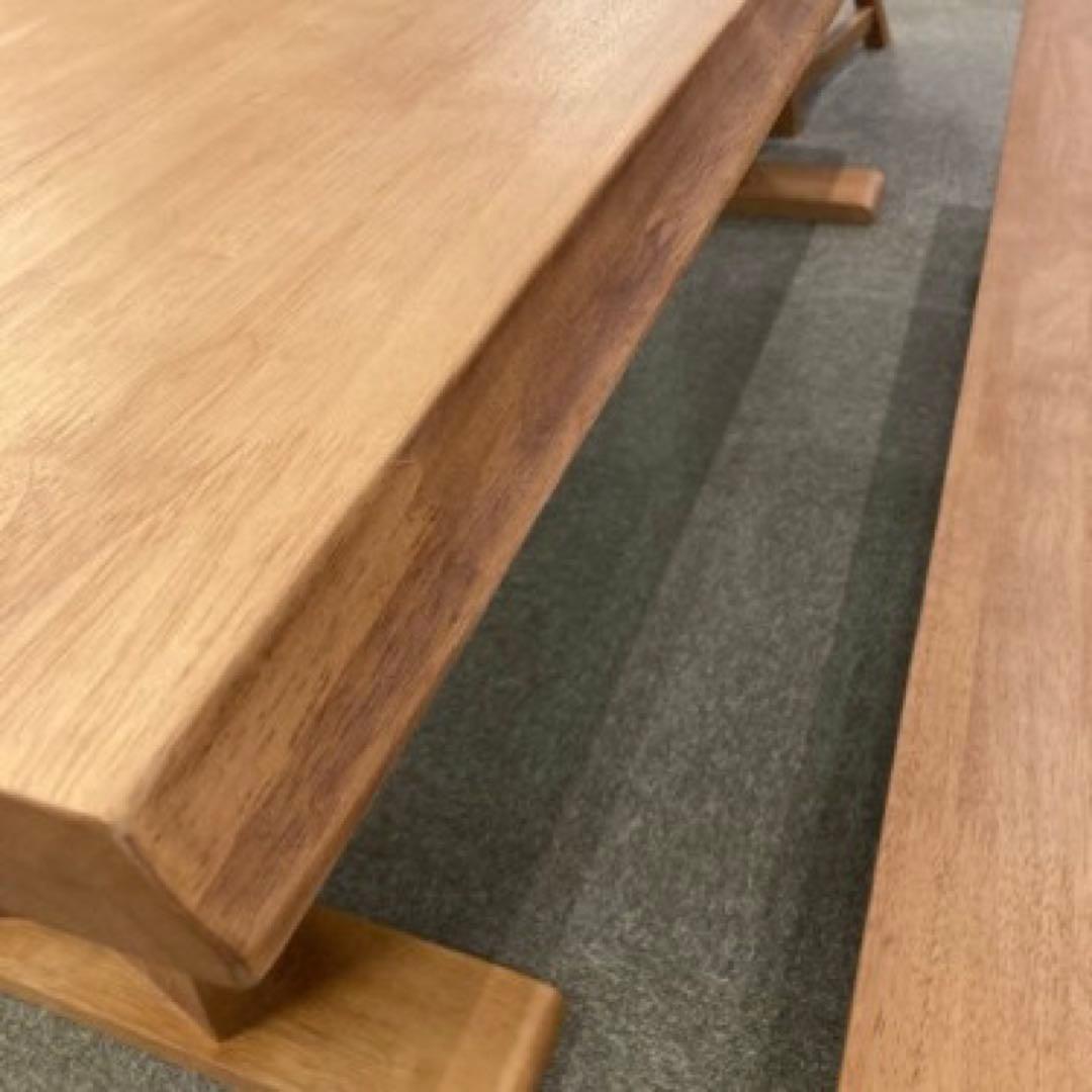 松田家具 天然木 白王ダイニングテーブル ベンチイス 3点セット