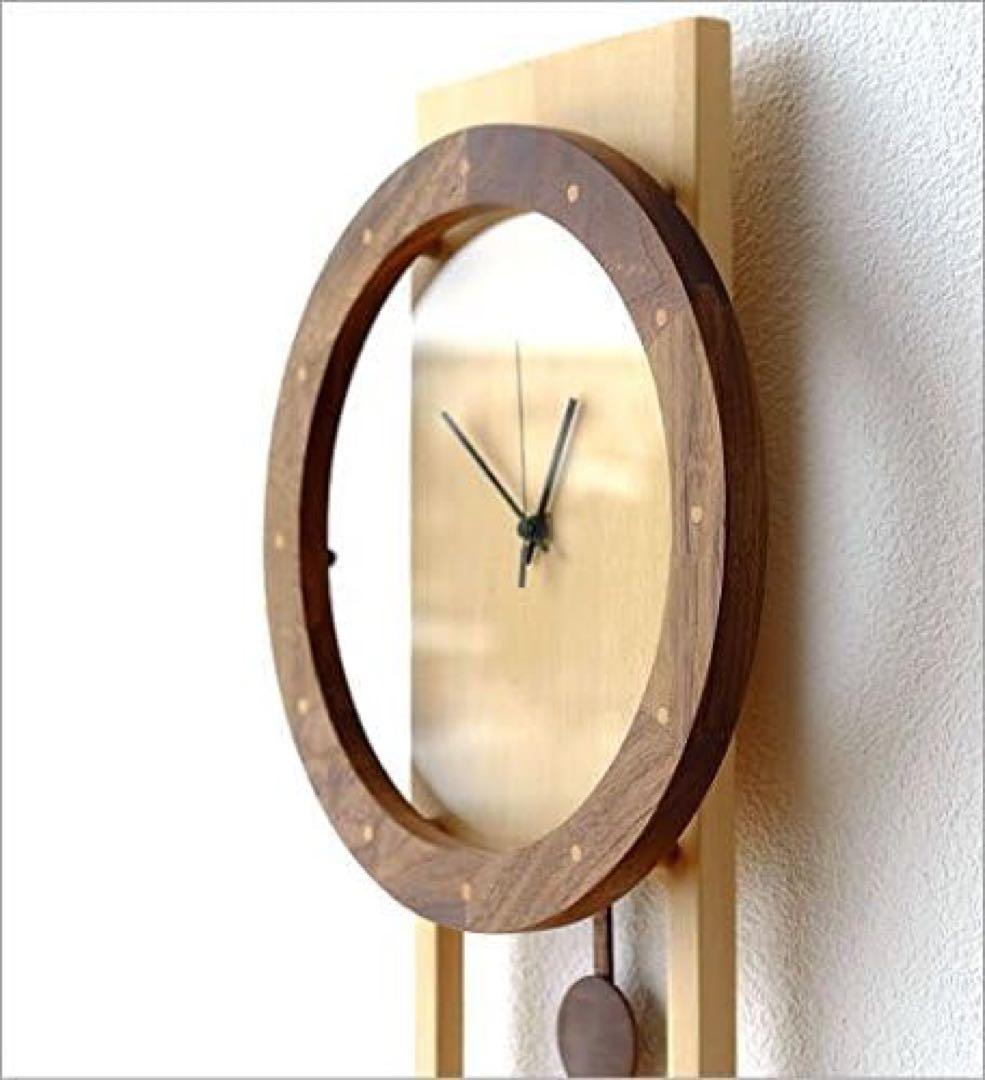 ウォールクロック振り子　ブナ　掛け時計 おしゃれ 天然木 無垢 文字盤なし