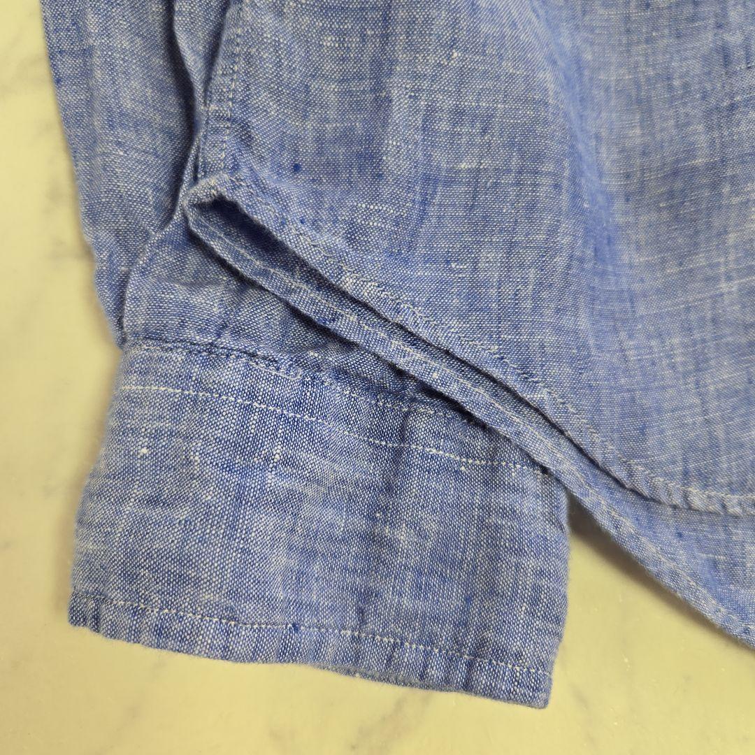 ポロラルフローレン 麻 リネン ブルーシャツ L(XL相当)
