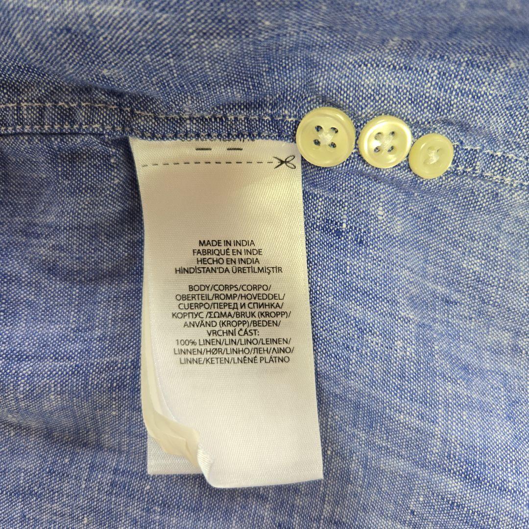 ポロラルフローレン 麻 リネン ブルーシャツ L(XL相当)