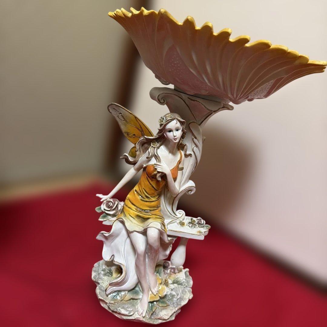 ヨーロッパ雑貨　置物　オブジェ　花の妖精？　H38cm