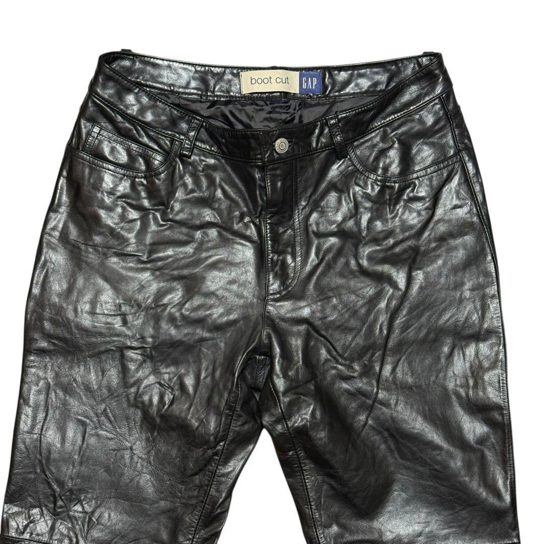 希少 W32 90's OLD GAP boot cut レザーパンツ ブラック