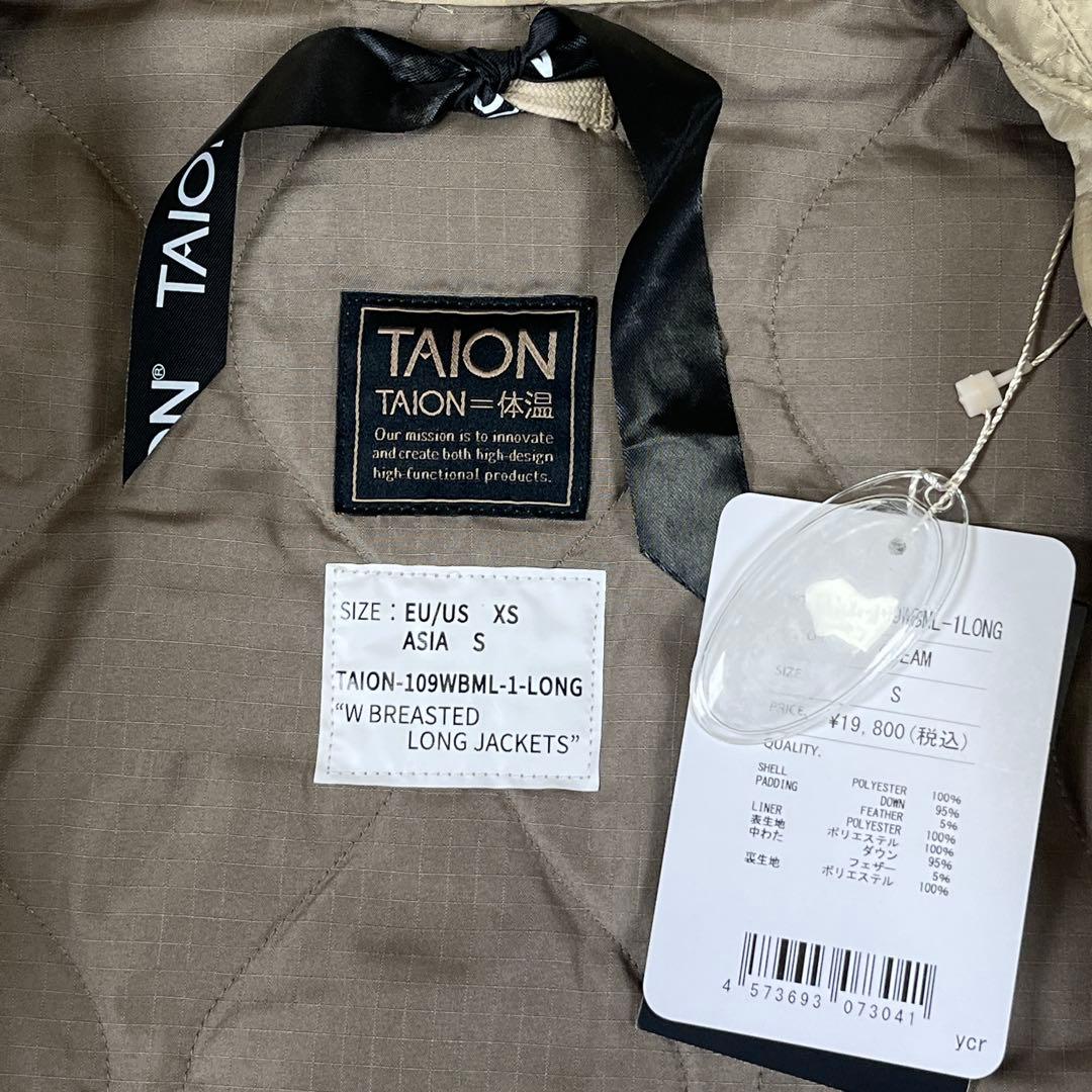 TAION タイオン ミリタリー ダブル ダウンコート ベージュ XSサイズ