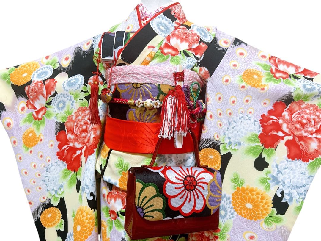 個性派フルセット♡七五三　7歳　女の子　一式　黒系　赤