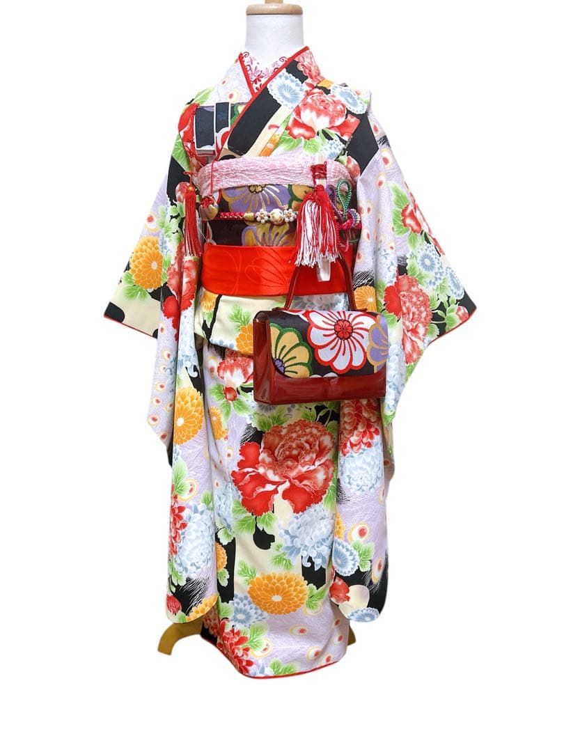 個性派フルセット♡七五三　7歳　女の子　一式　黒系　赤