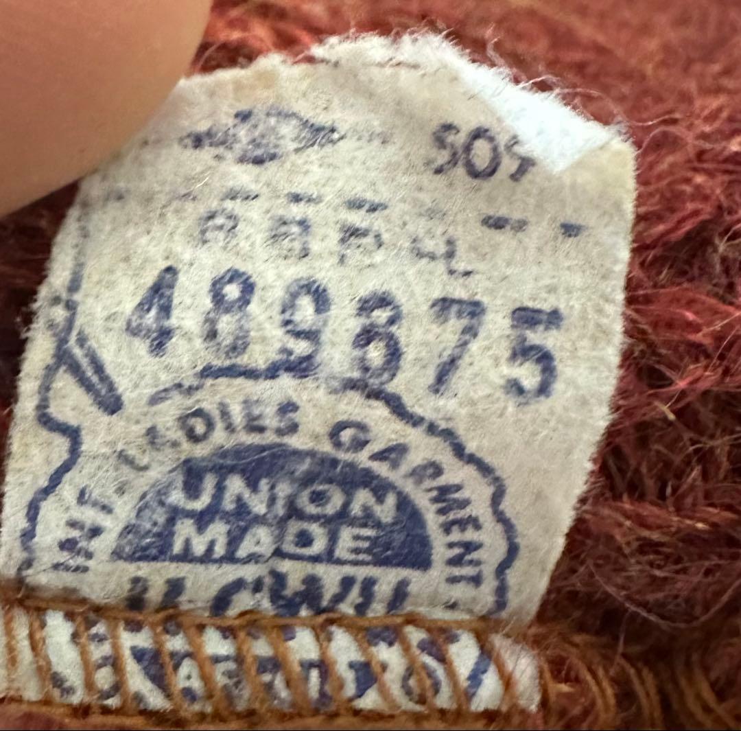 60s モヘアカーディガン 赤色 L グランジ ヴィンテージ　毛足長め