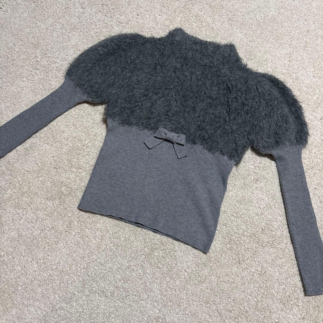 エムズグレイシー　ハイネック　シャギーニット　パフスリーブ　サイズ38