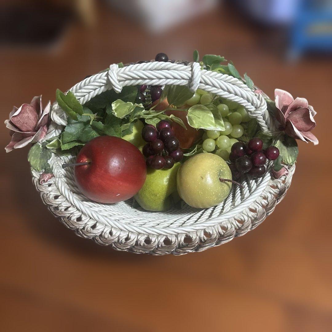 フルーツバスケット　イタリア製　陶器　果物