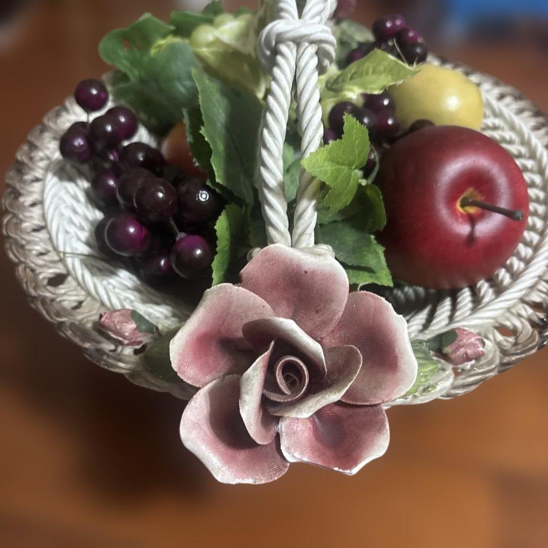 フルーツバスケット　イタリア製　陶器　果物