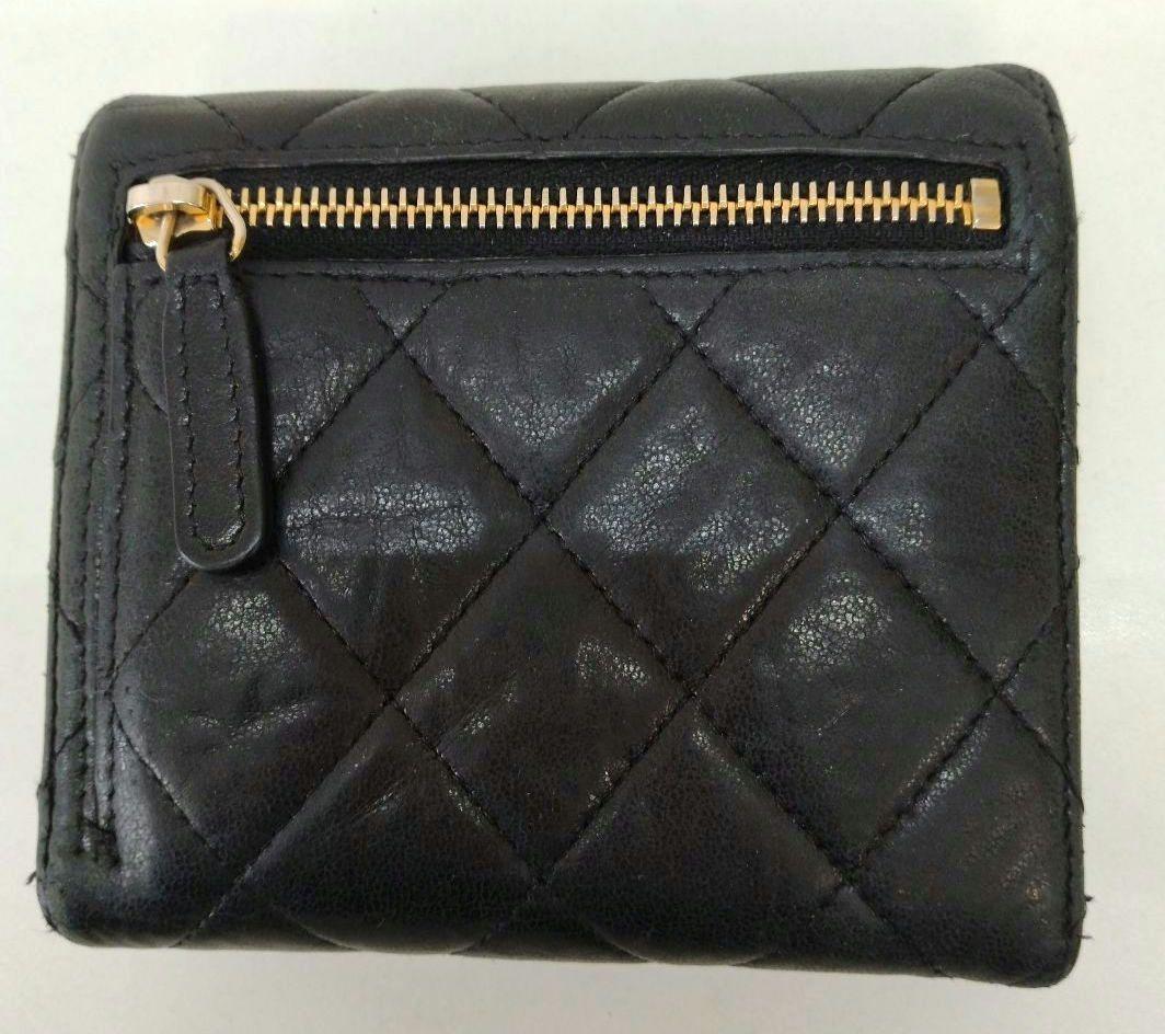 AQJ08 シャネル マトラッセ コンパクトウォレット 3つ折り財布