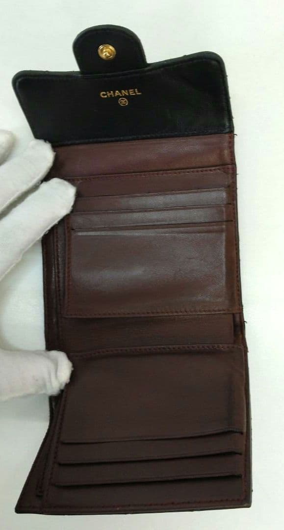 AQJ08 シャネル マトラッセ コンパクトウォレット 3つ折り財布