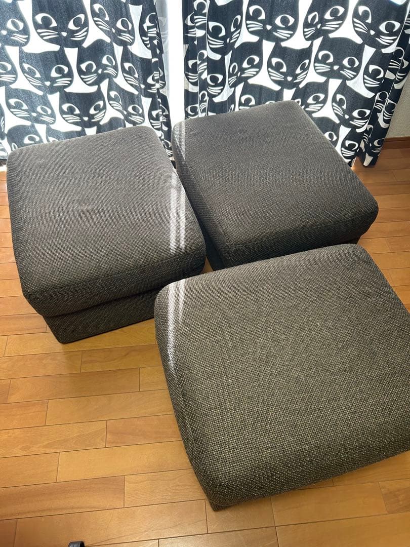 グレー ブラウンスクエアオットマン ３個セット